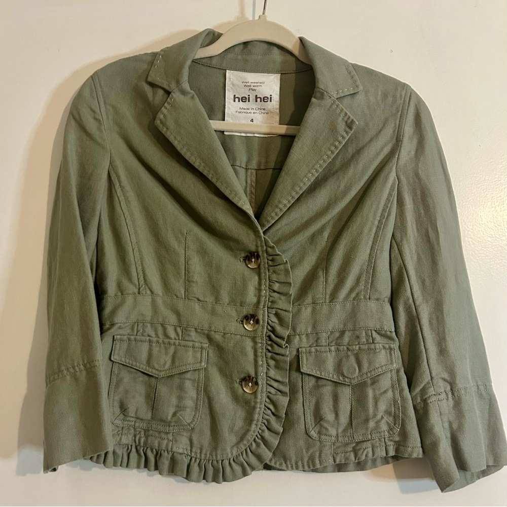 Anthropologie Hei Hei Women's Green Jacket Size 4